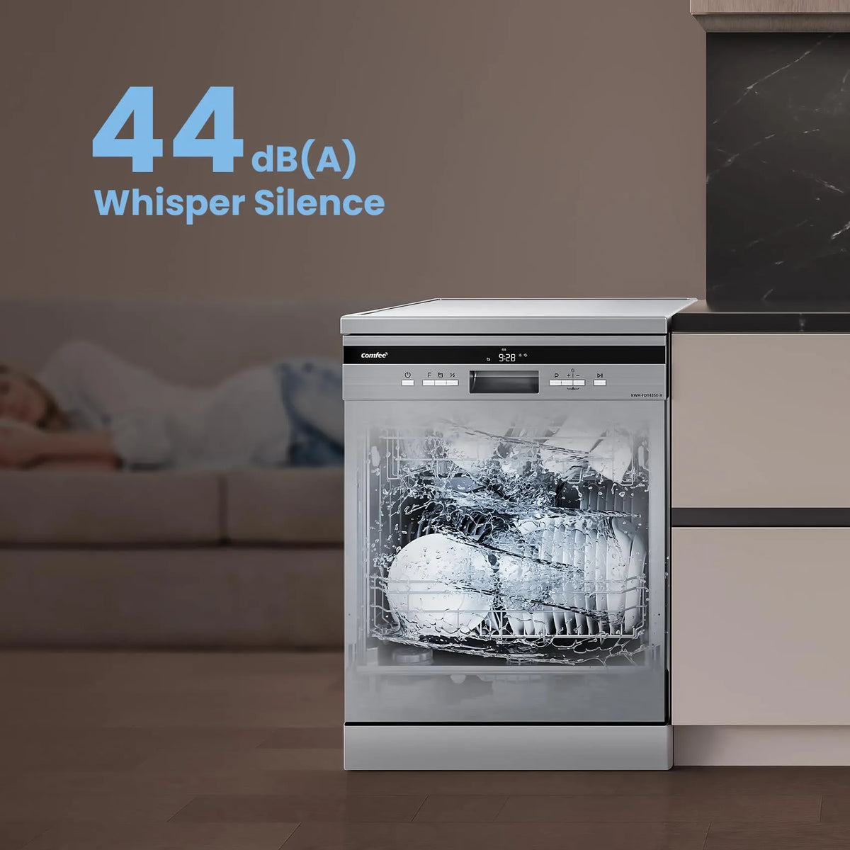 COMFEE' Dishwasher 14 Place Settings 60cm Whisper Quiet 44dB