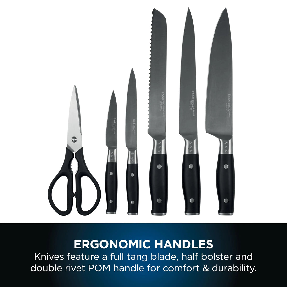 Ninja Foodi StaySharp Knife Block with Built-in Sharpener 6-Piece