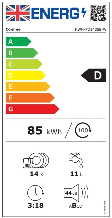 COMFEE' Dishwasher 14 Place Settings 60cm 44dB LED Display