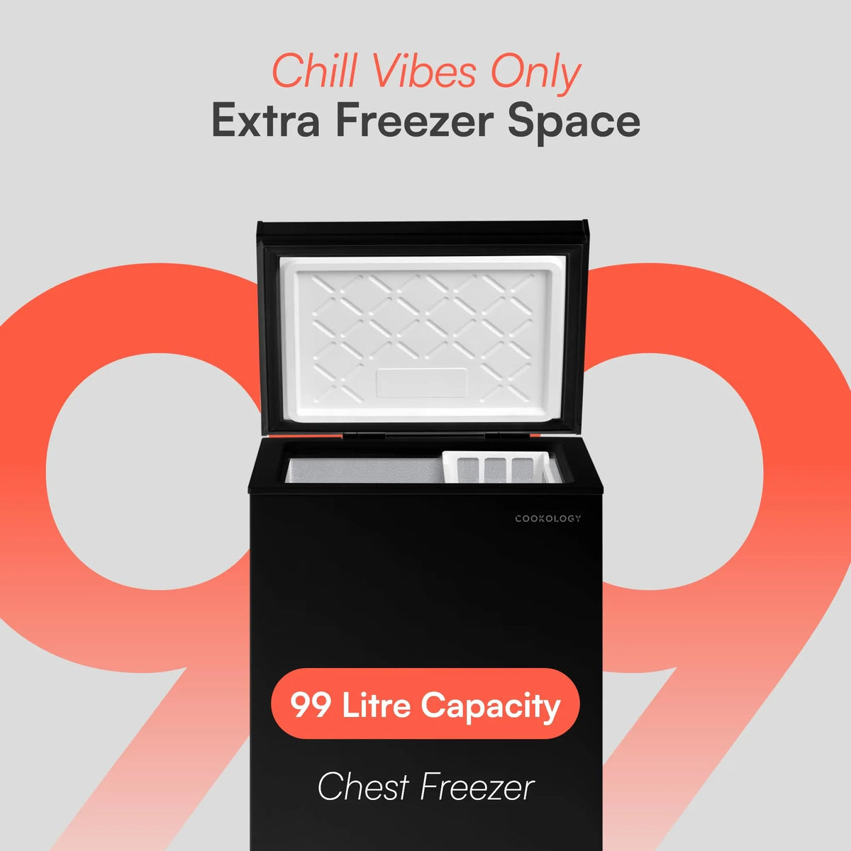 Cookology 99L Freestanding Chest Freezer, Black