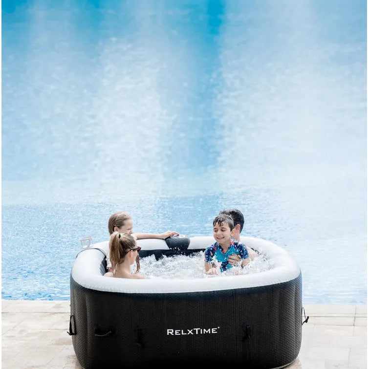 ZACHVO 120 Volt 3 – Person 120 – Jet Square Inflatable Hot Tub in Black