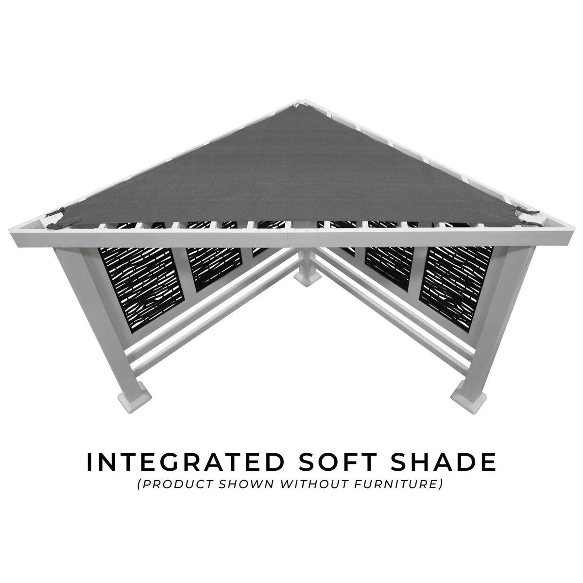 Ridgedale Modern Steel Cabana Pergola with Conversational Seating