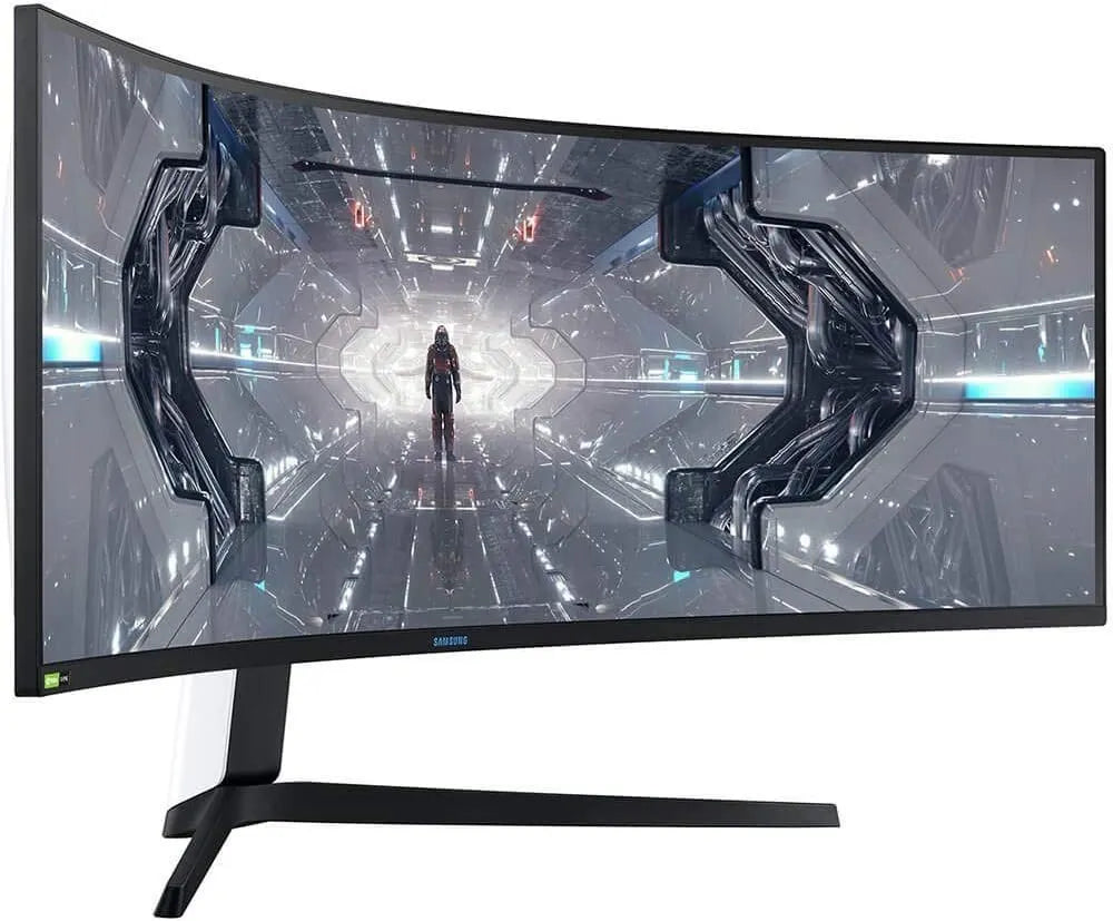 SAMSUNG 49” Odyssey G9 Gaming Monitor, 1000R Curved Screen, QLED, Dual QHD Display, 240Hz, NVIDIA G-SYNC and FreeSync Premium Pro, LC49G95TSSNXZA, Black