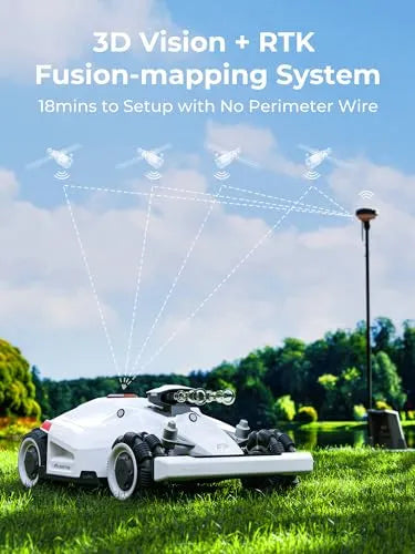LUBA 2 AWD 10000H Robot Lawn Mower, Perimeter Wire Free Vision Robotic Lawnmower for 2.5 Acres Lawn, Cut Height 2.2″-4.0″, 80% Slope, APP Control Compatible with Alexa, All-Wheel Drive, Anti-Theft