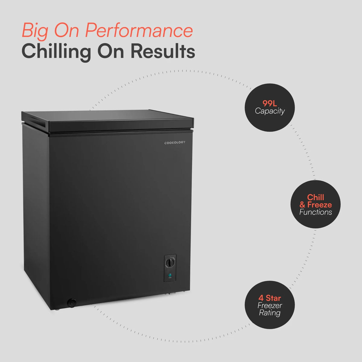 Cookology 99L Freestanding Chest Freezer, Black