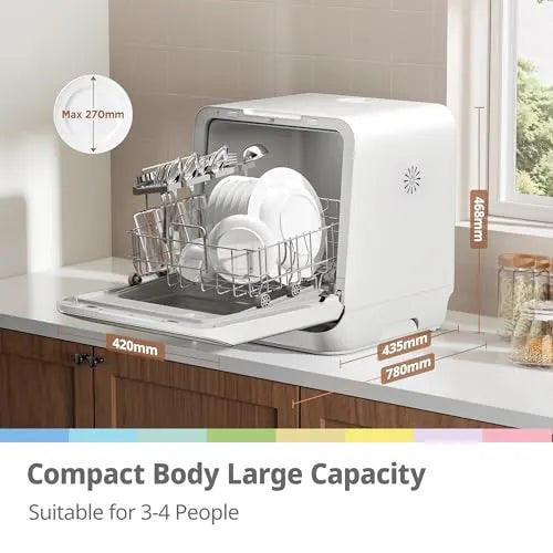 COMFEE' Table Top Dishwasher, 7+3 Programmes, 6L Tank, No Plumbing Required