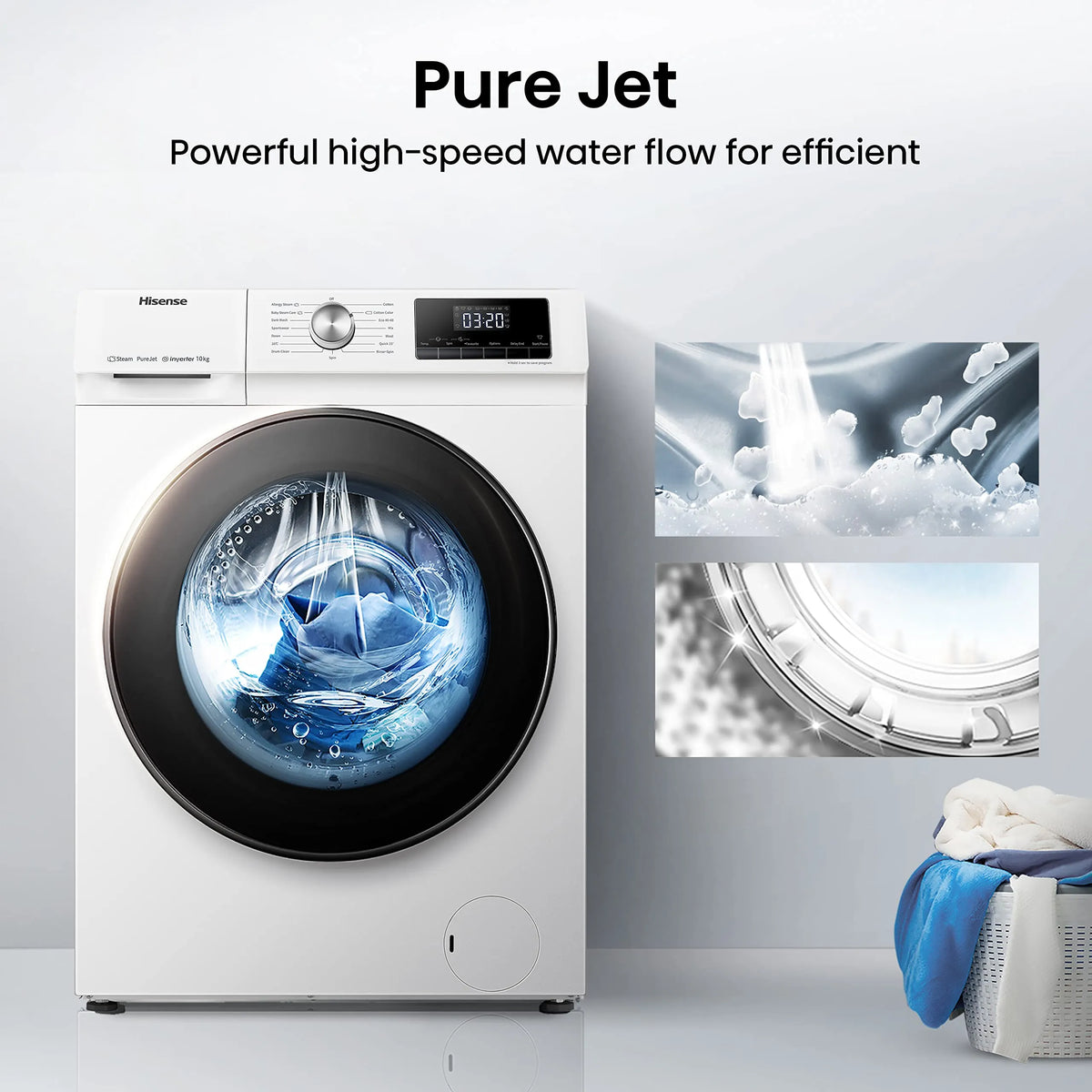 Front Load Washing Machine 10kg 1400rpm Inverter Steam White Energy Class A
