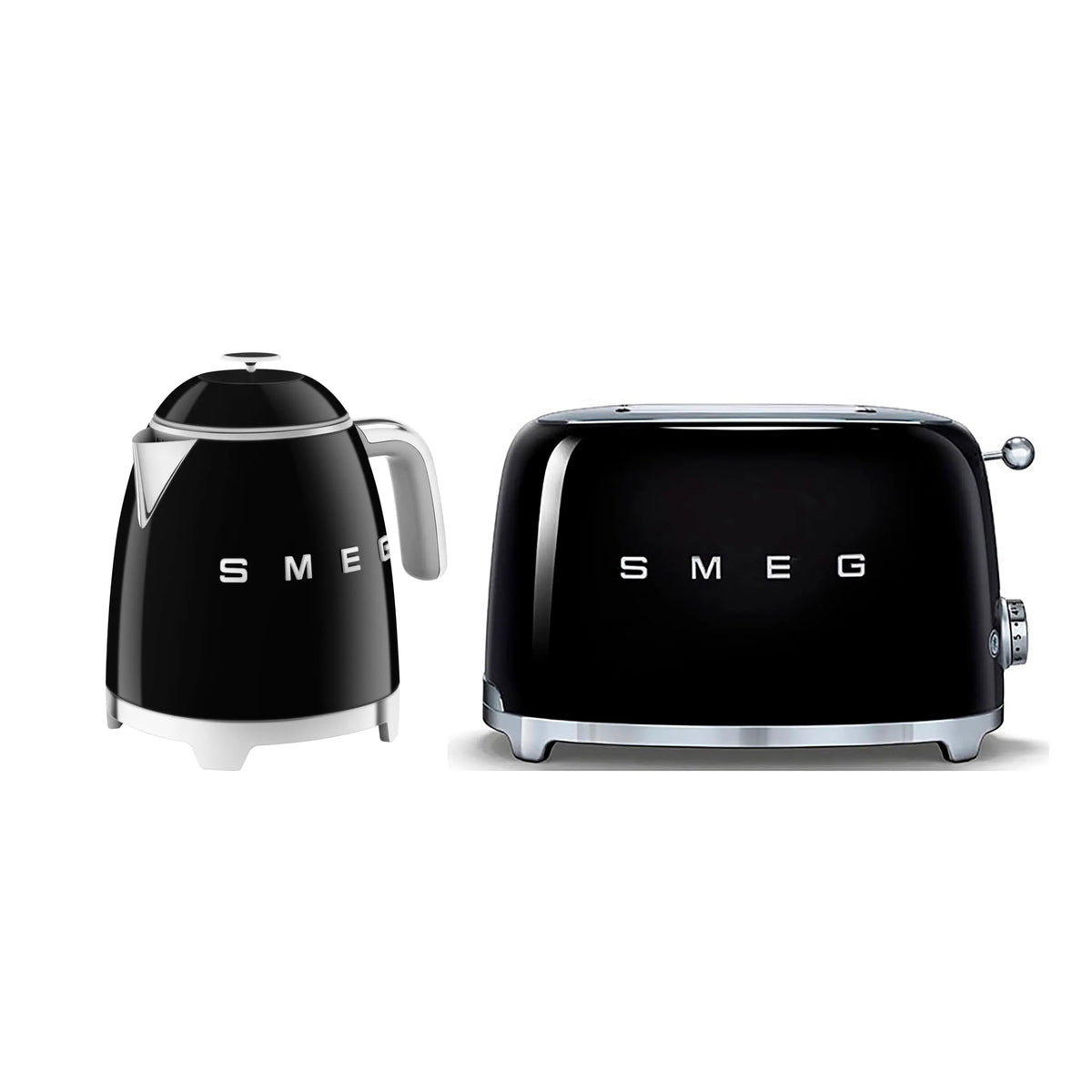 Smeg 50s Style Retro Range Breakfast Set, 0.8L 1400W Mini Kettle and Multi-Functional Toaster
