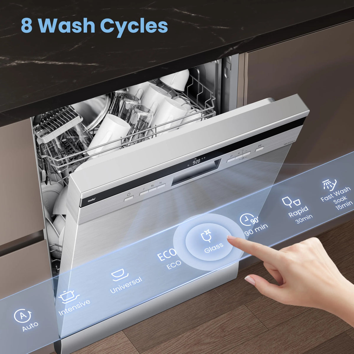 COMFEE' Dishwasher 14 Place Settings 60cm Whisper Quiet 44dB