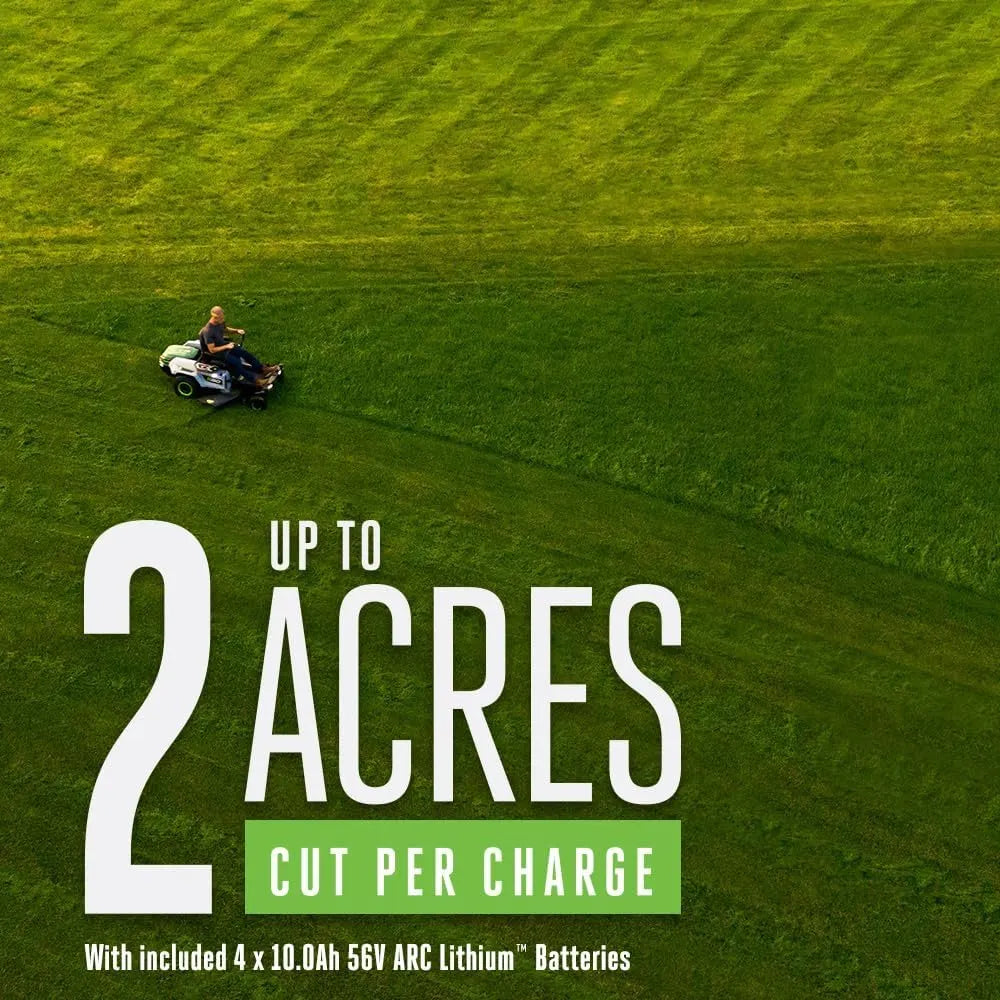 EGO Power+ Electric Riding Lawn Mower, 42″ Deck with Zero Turn Radius, Includes (4) 56V 10.0Ah Batteries and Charger – ZT4204L