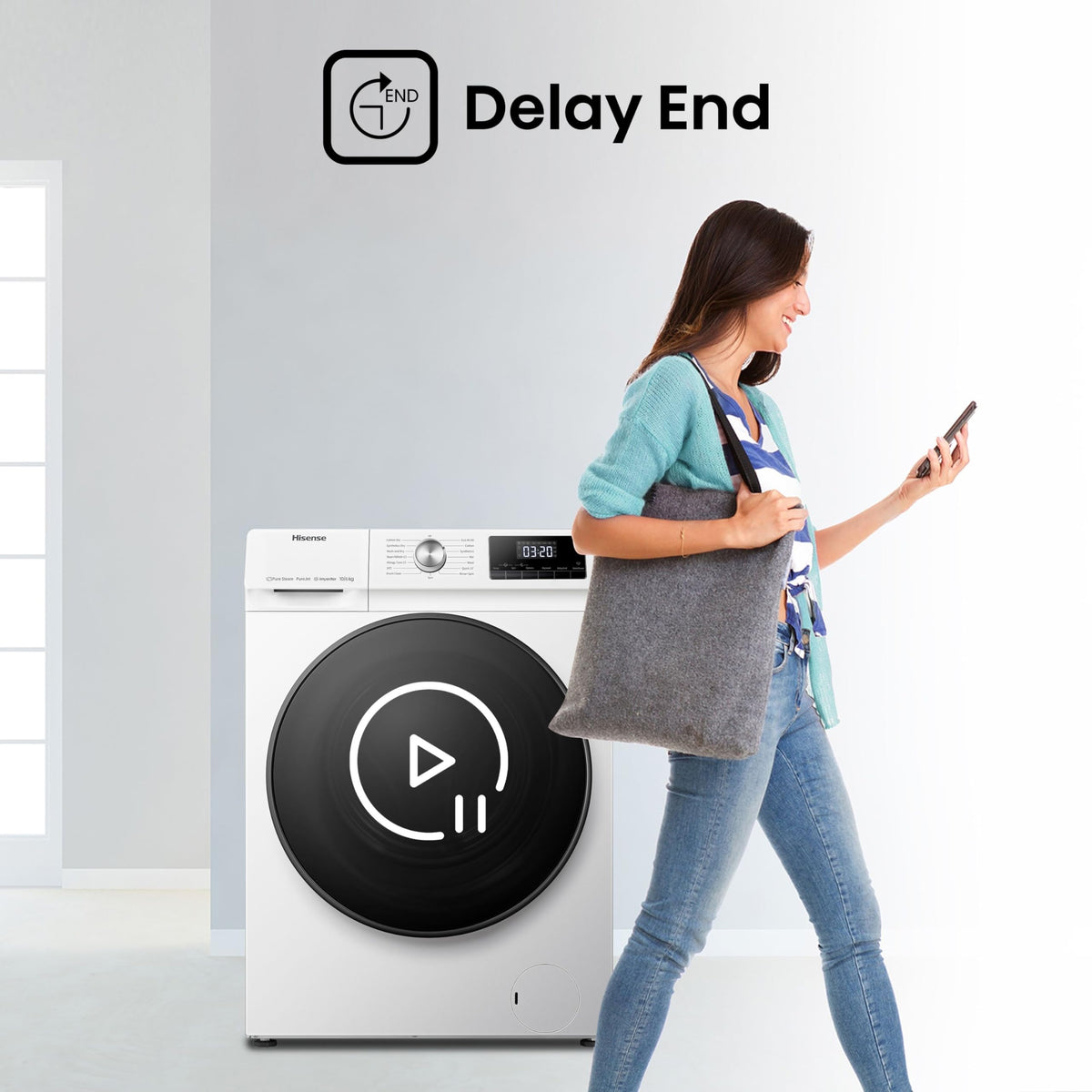 Front Load Washing Machine 10kg 1400rpm Inverter Steam White Energy Class A