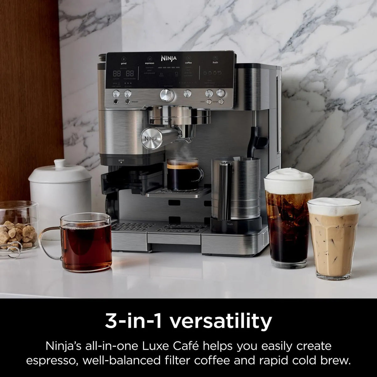 Ninja Luxe Premier 3-in-1 Coffee Machine Espresso, Latte & Cappuccino