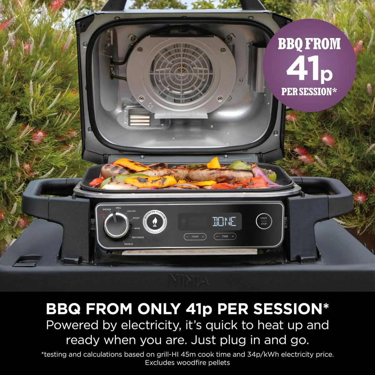 Ninja Woodfire Electric BBQ Grill & Smoker 7-in-1 Outdoor