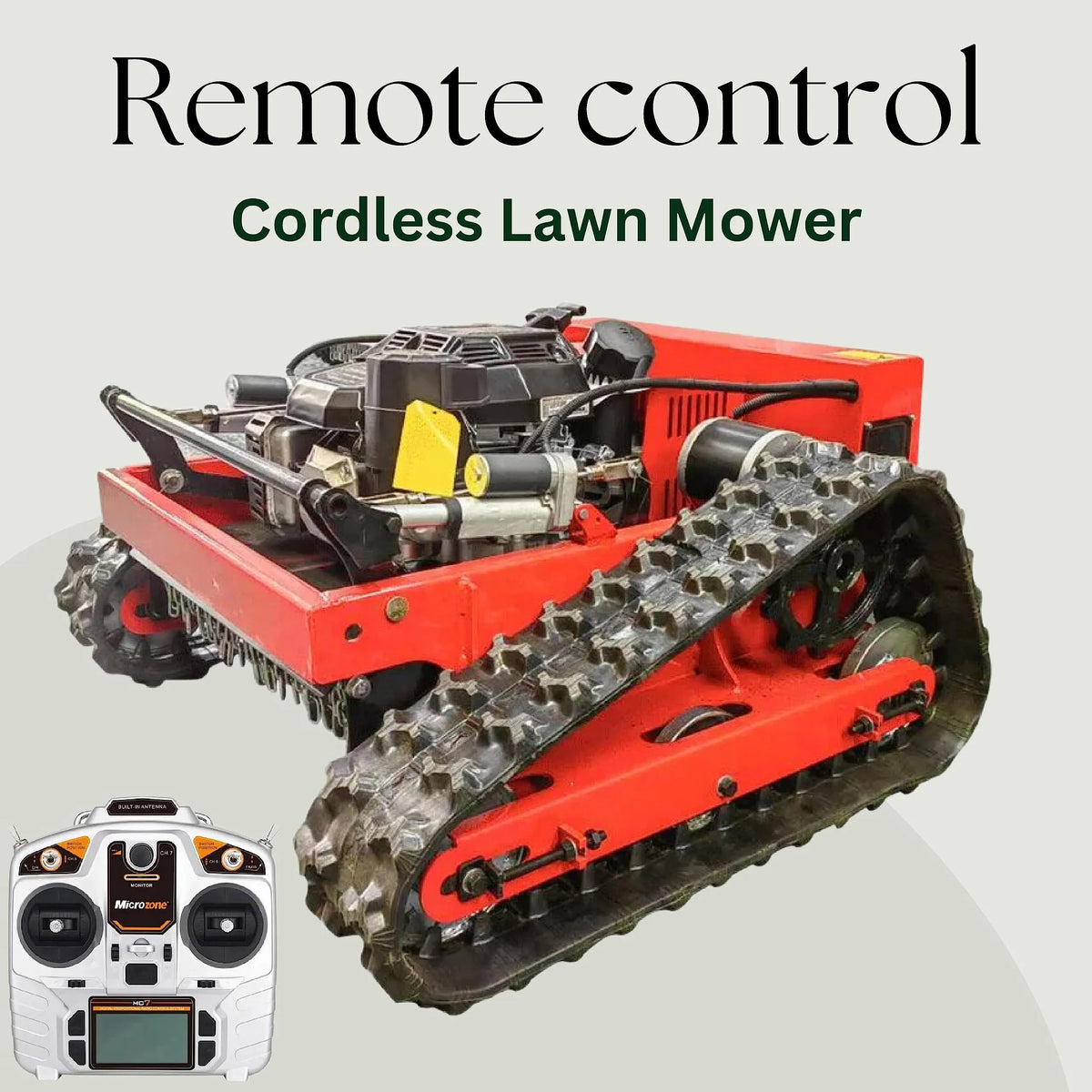Robotuf Remote Control Lawn Mower Cordless 7.5HP Robotic Grass Cutter Self Propelled Crawler Home, Garden and Agricultural Use (Yamaha Engine, Blue)