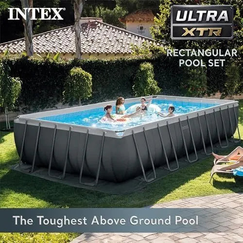 INTEX 26363EH Ultra XTR Deluxe Rectangular Above Ground Swimming Pool Set: 24ft x 12ft x 52in – Includes 2100 GPH Sand Filter Pump – Easy Assembly