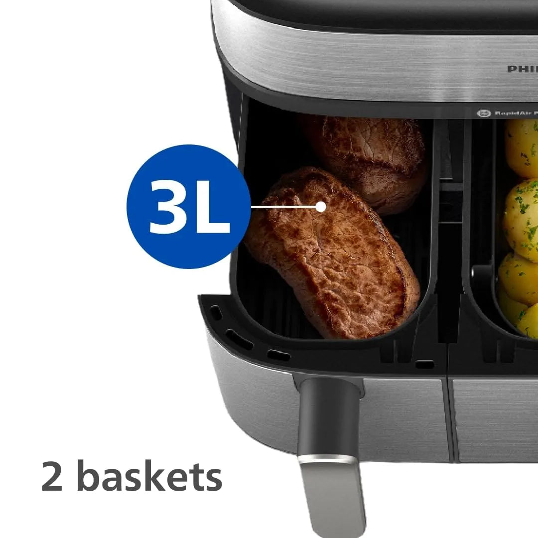 Philips 5000 Series Dual Basket Air Fryer with Steam 9L RapidAir Plus