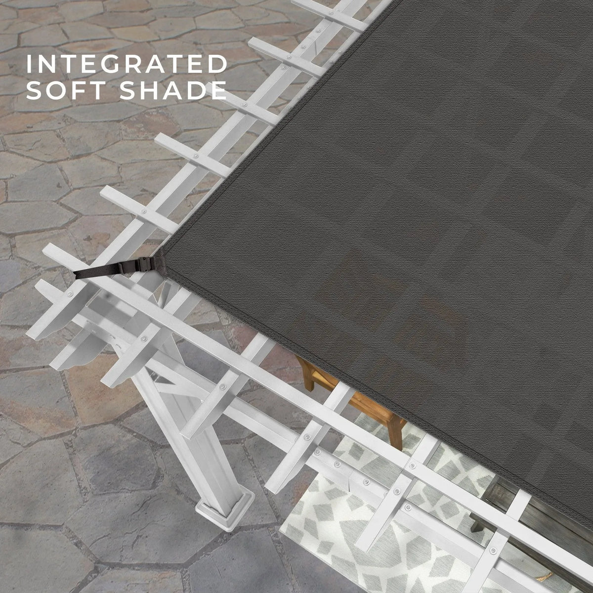 16×12 Hawthorne Traditional Steel Pergola With Sail Shade Soft Canopy