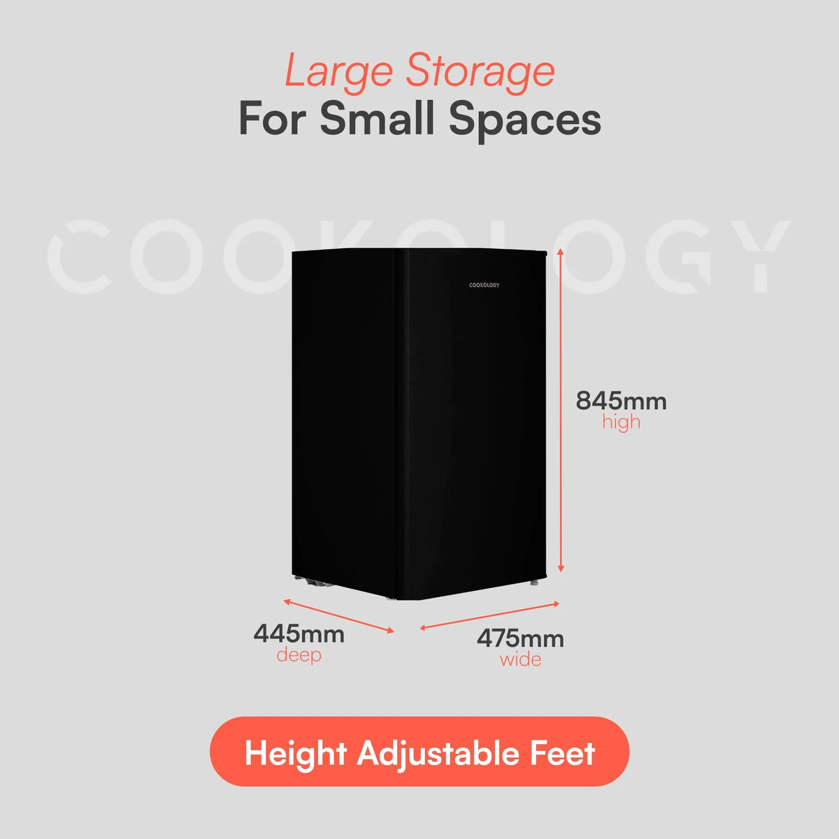 Cookology 60L Under Counter Freezer, Black