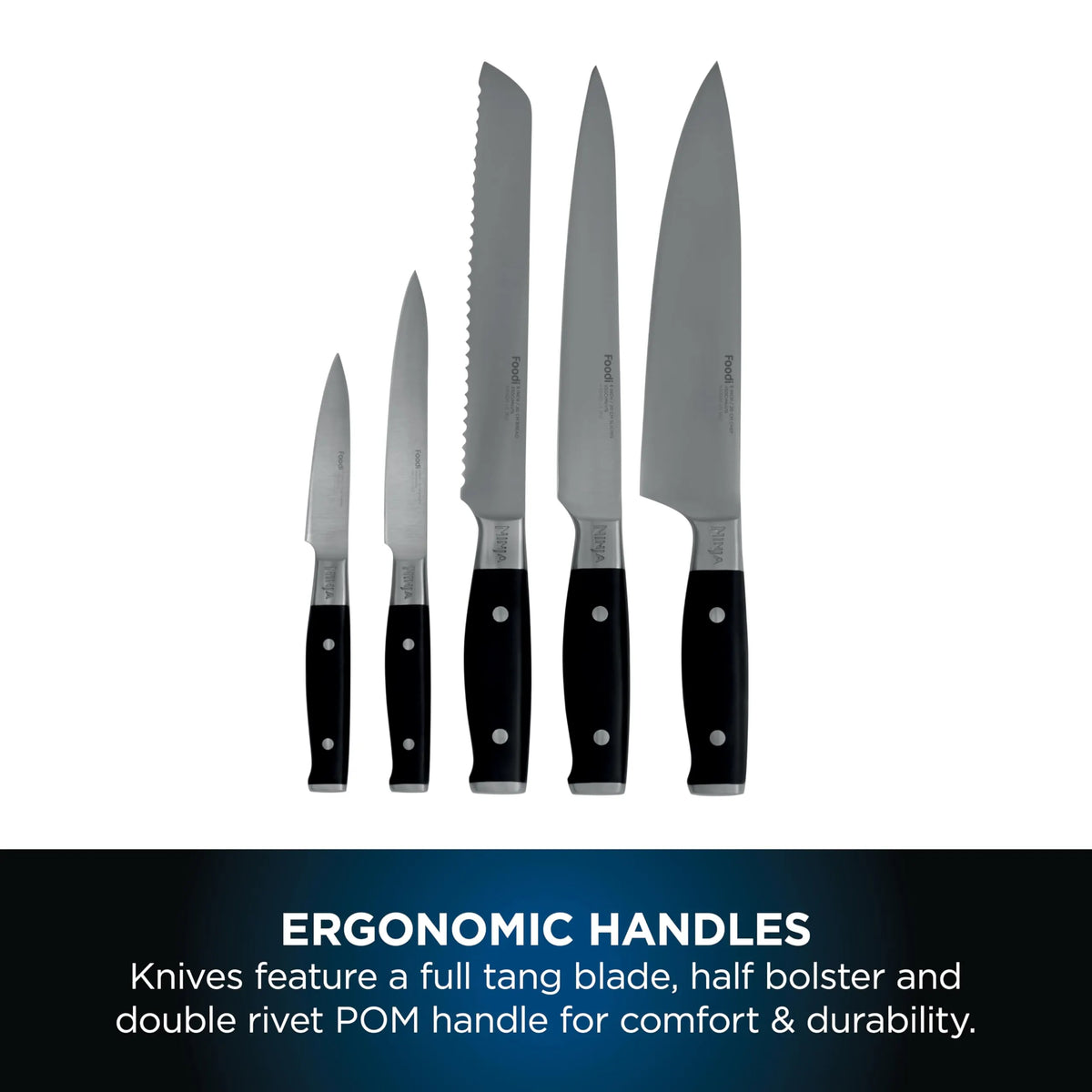 Ninja Foodi StaySharp Knife Block with Built-in Sharpener 5-Piece