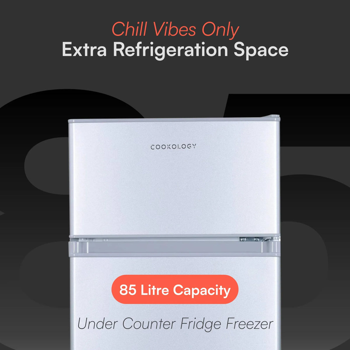 Cookology Under Counter Fridge Freezer, 47cm, Silver