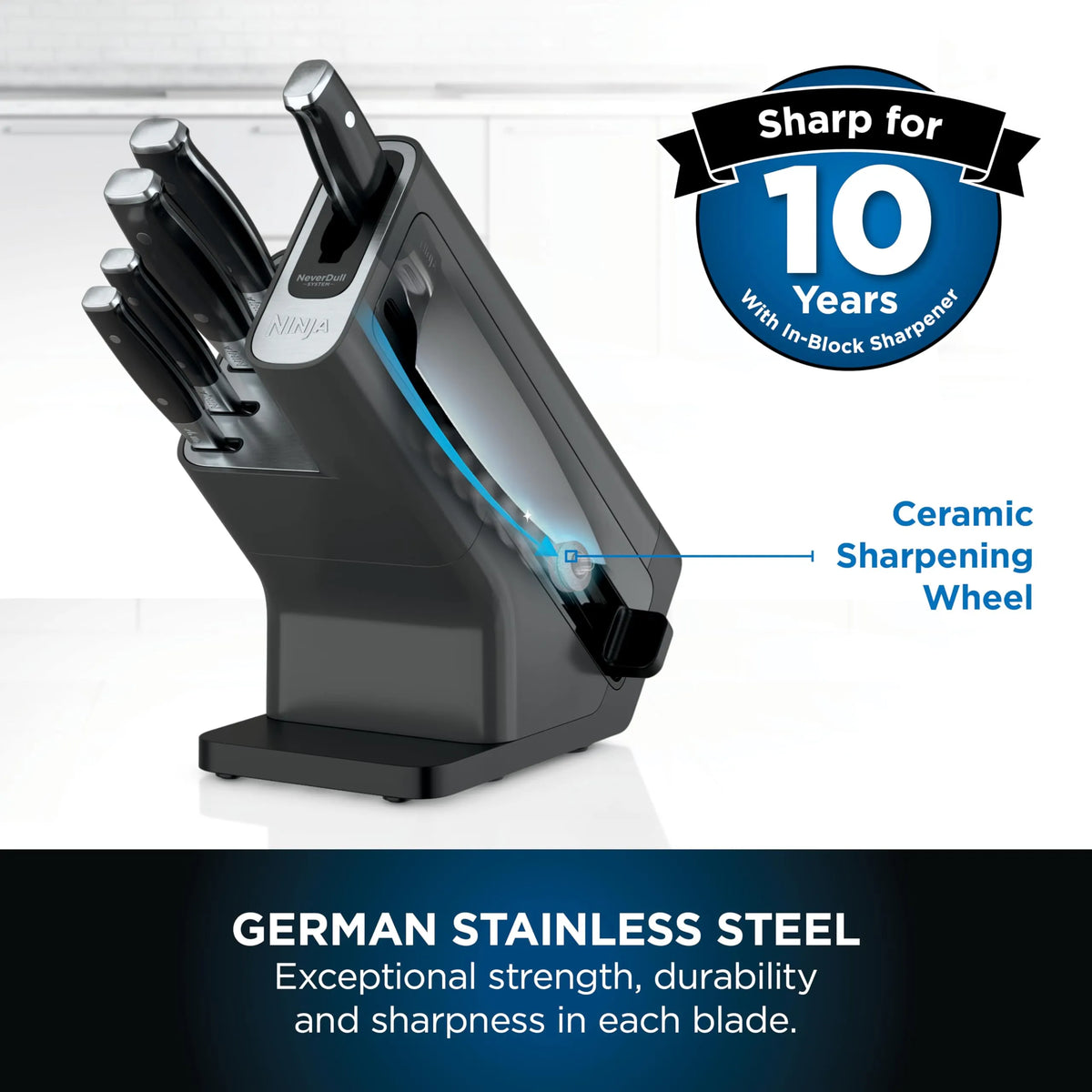 Ninja Foodi StaySharp Knife Block with Built-in Sharpener 5-Piece