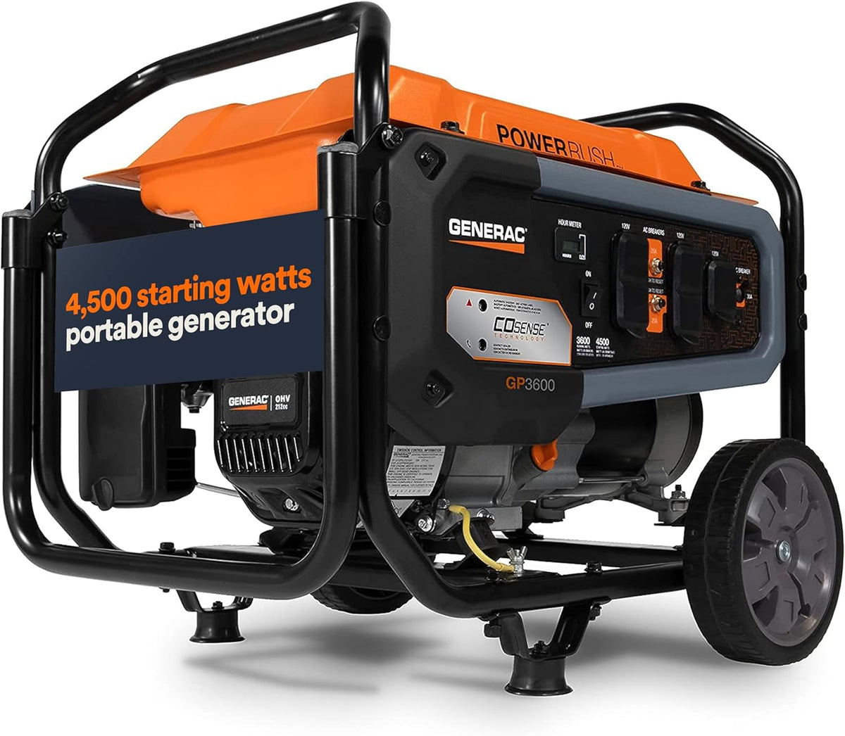 Generac 8,125 Starting Watt Portable Gas Generator – Includes Extension Cord
