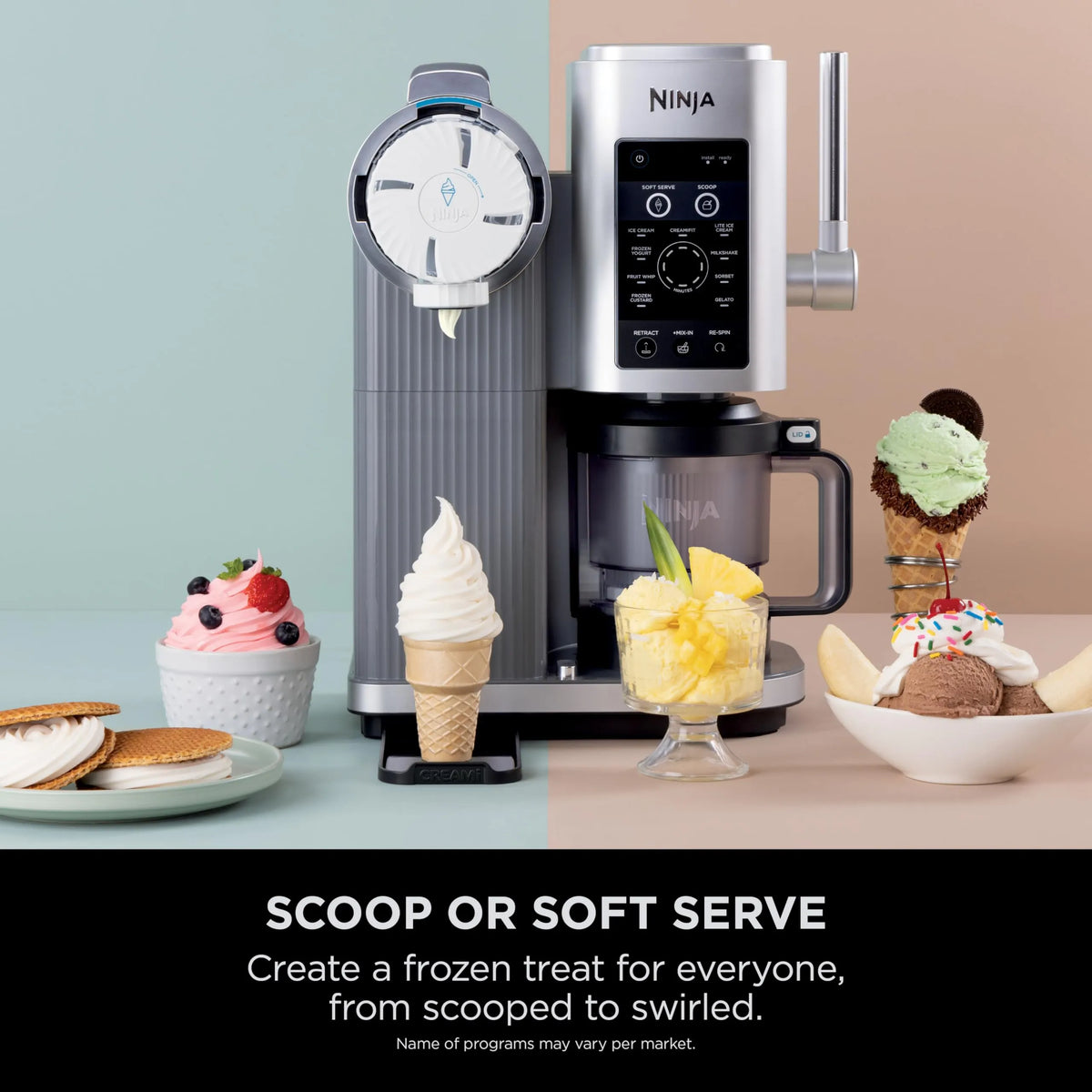Ninja Swirl by CREAMi Soft Serve & Ice Cream Maker 13 Functions 2 Tubs