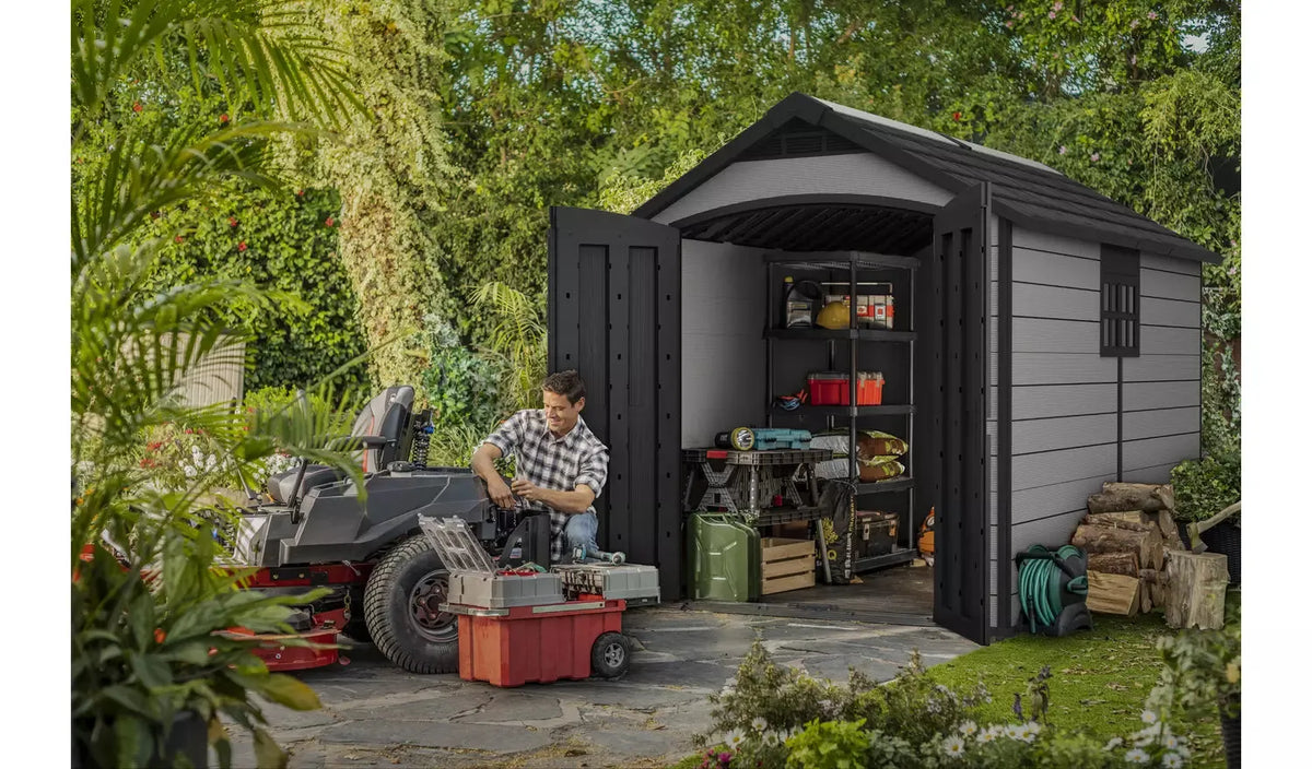 Keter Premier Plastic Garden Shed - Grey