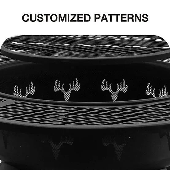 Red Mountain Valley 47 in. Wood-Burning Fire Pit with Adjustable BBQ Grate, Deer Head