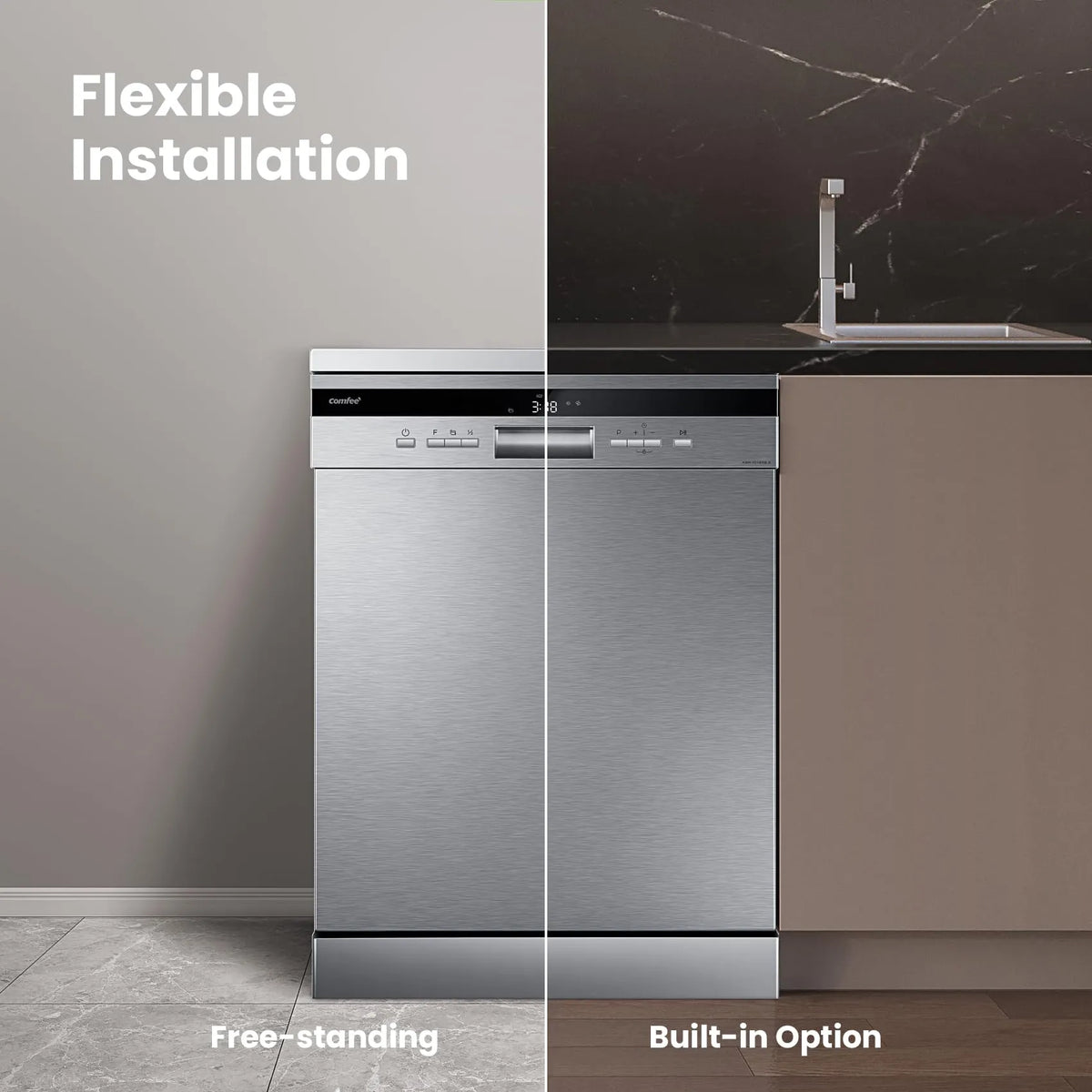 COMFEE' Dishwasher 14 Place Settings 60cm Whisper Quiet 44dB