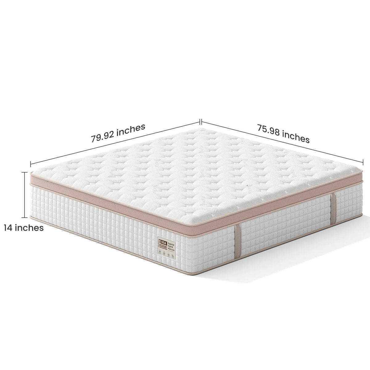 14″ King Size Firm Hybrid Mattress with Gel Memory Foam and Pocket Springs