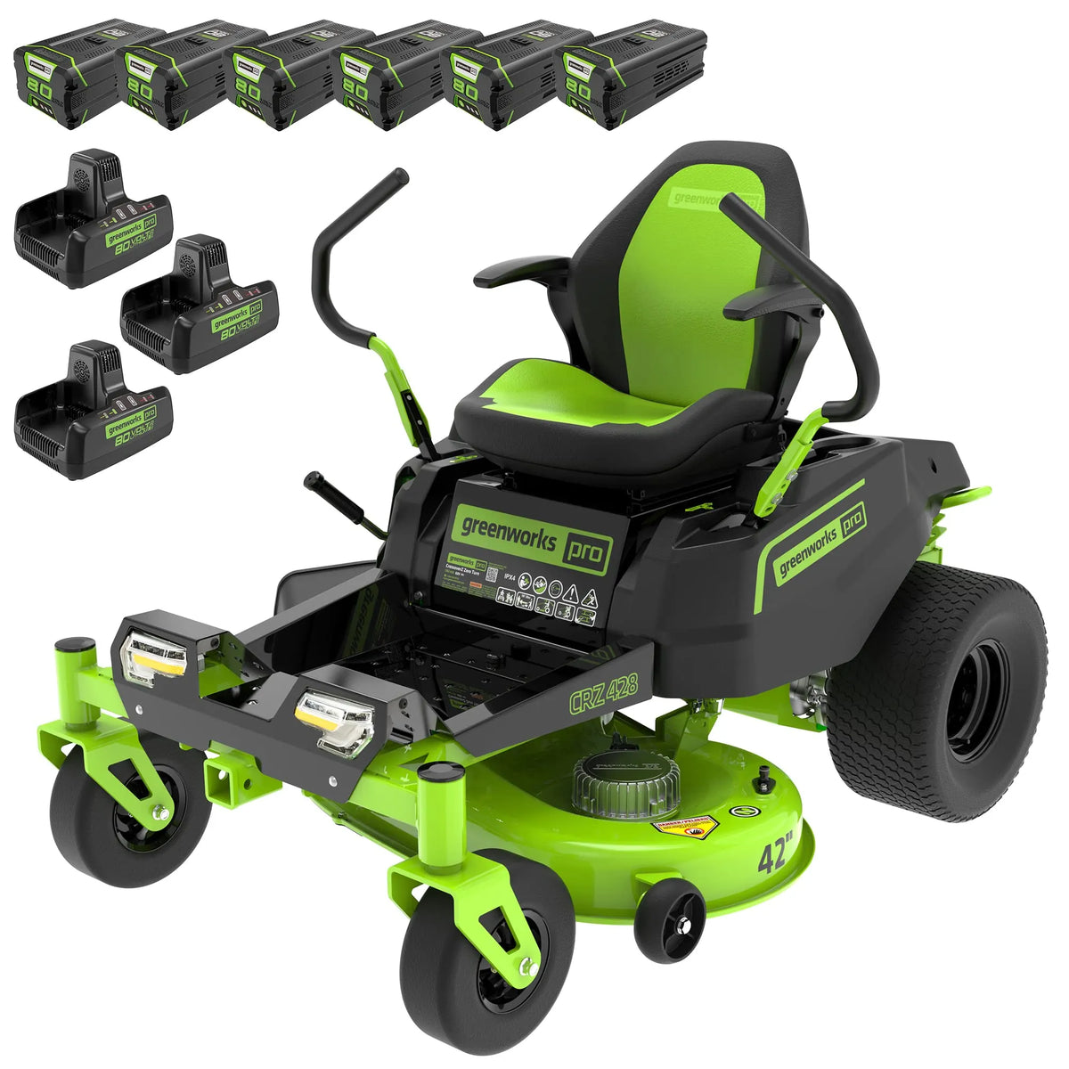 80V 42″ Cordless Battery CrossoverT Riding Lawn Mower, Twelve (12) 4.0 Ah Batteries and (3) Dual-Port Turbo Chargers, CRT4281