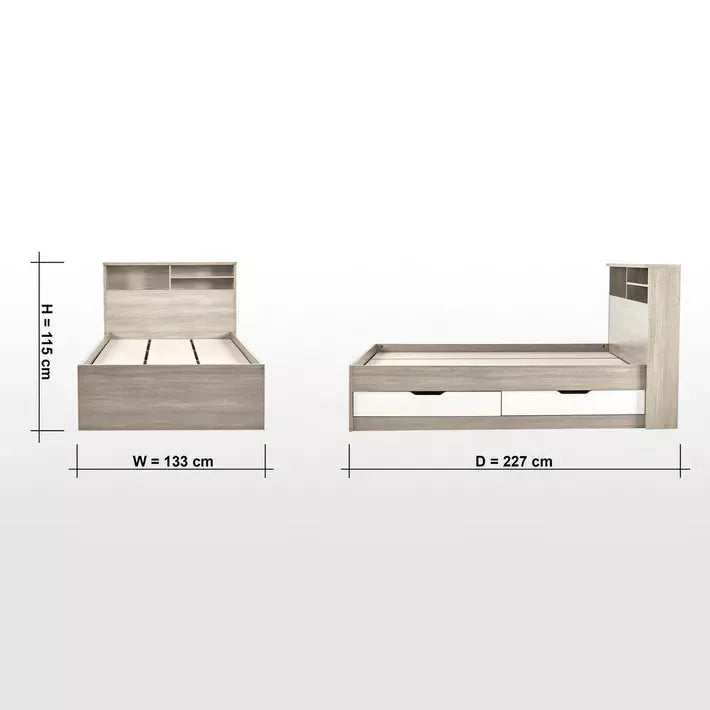 Jamie Single Bed with Storage – 120×200 cm