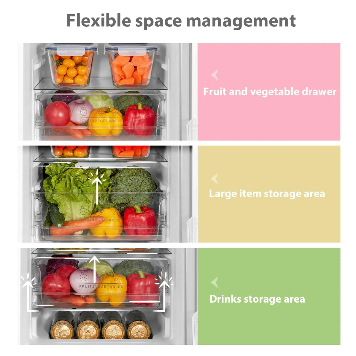COMFEE' Fridge Freezer 174L Low Frost LED Reversible Door White