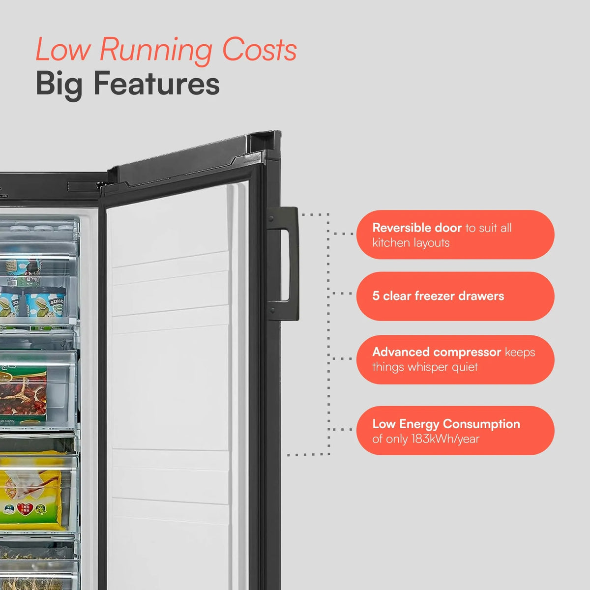 Cookology Tall Freestanding Upright Freezer, 160L, Black