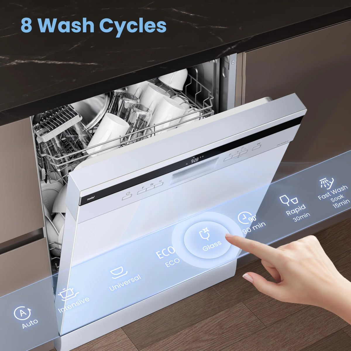 COMFEE' Dishwasher 14 Place Settings 60cm 44dB LED Display