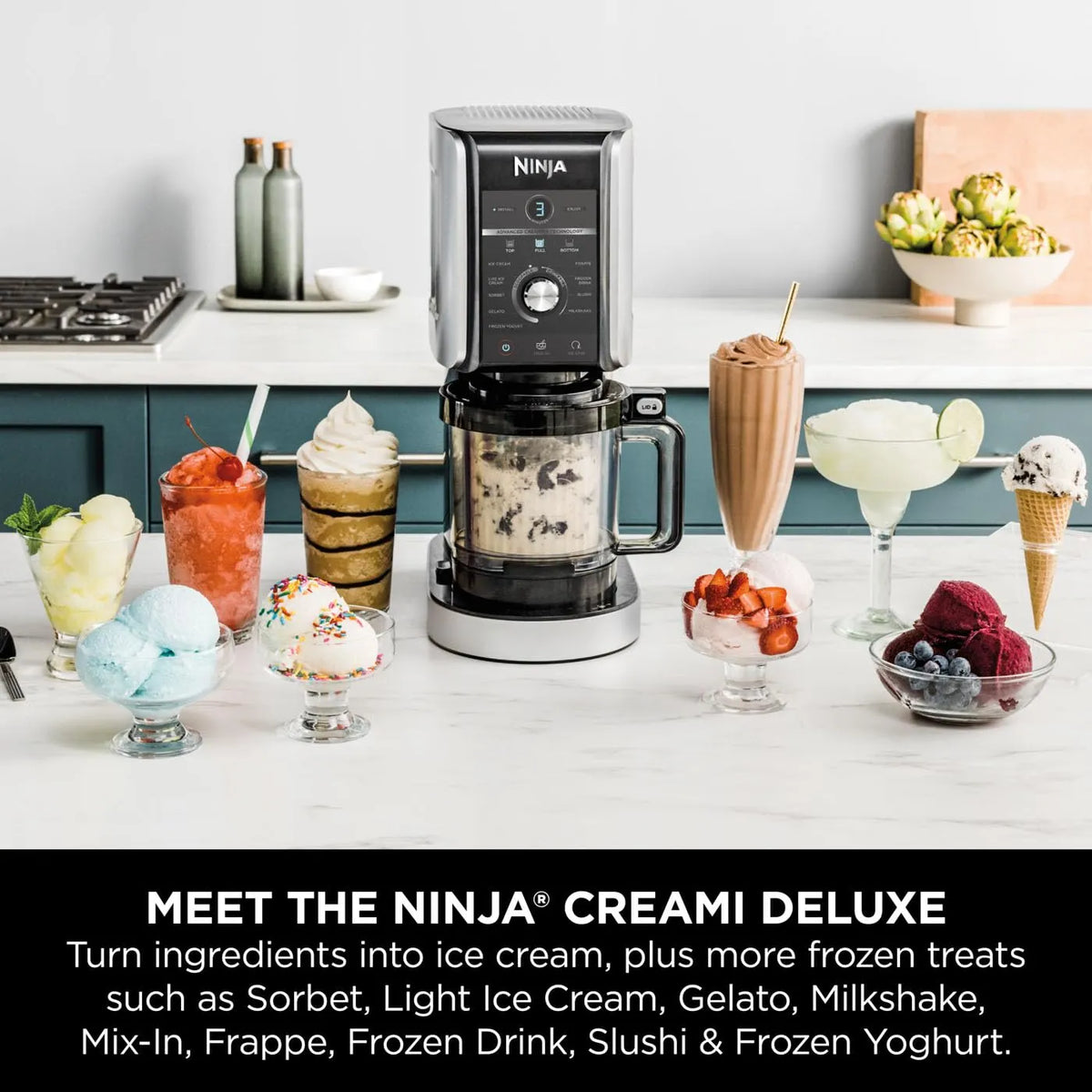 Ninja CREAMi Deluxe Ice Cream & Frozen Dessert Maker 10 Functions 3 Tubs