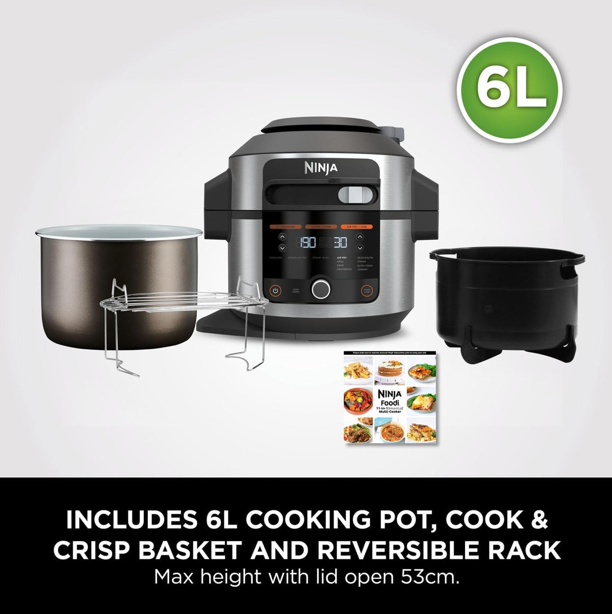 Ninja Foodi SmartLid 11-in-1 Pressure Cooker & Air Fryer Multi-Cooker 6L