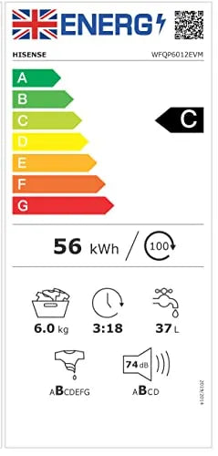 Front-Load Washing Machine 6kg Inverter 15 Programmes 1200 rpm White Class C
