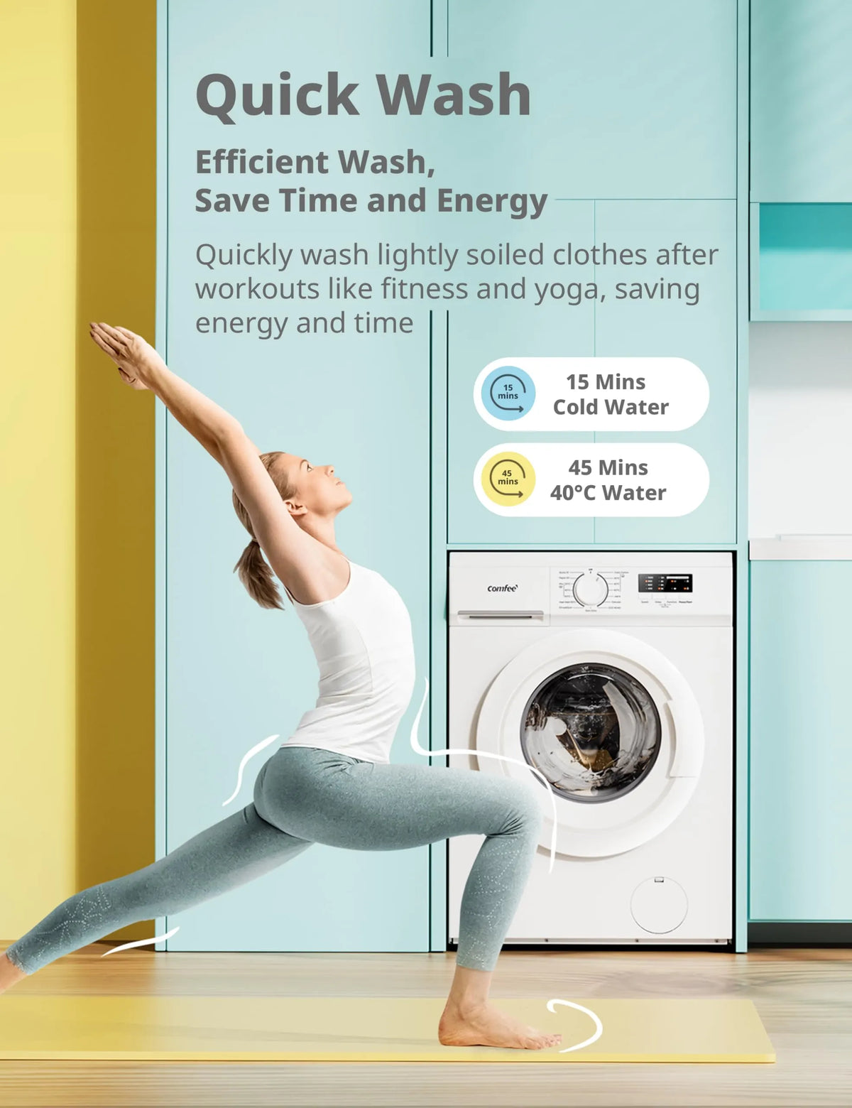 COMFEE' Front Load Washing Machine 6kg 15 Programmes White