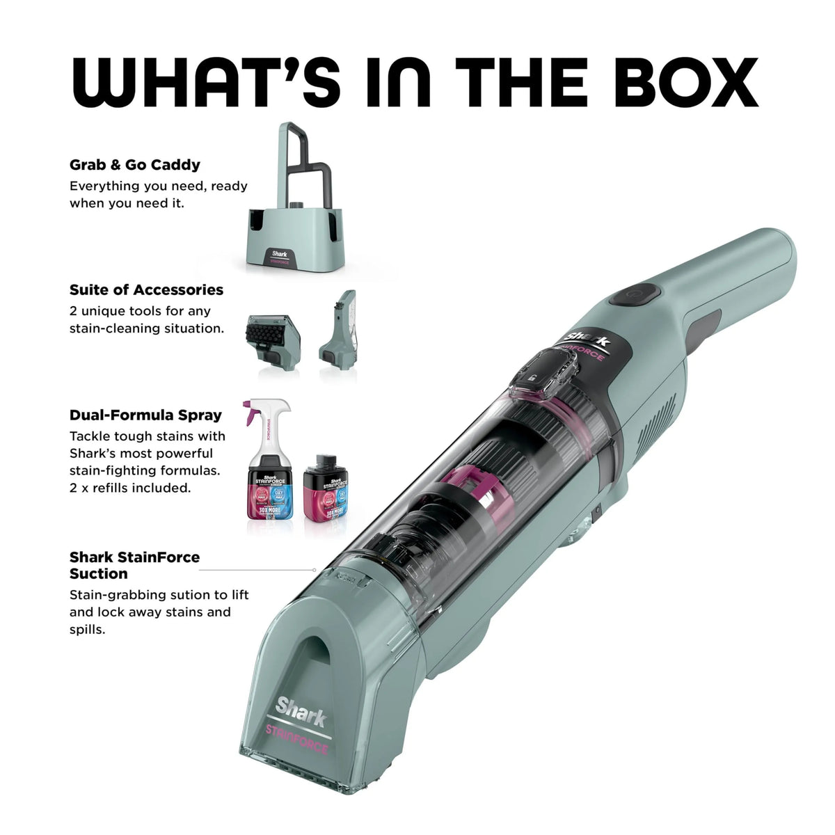 Shark StainForce Cordless Spot Cleaner, Lightweight Portable Spot Stain & Odour Eliminator for Carpets
