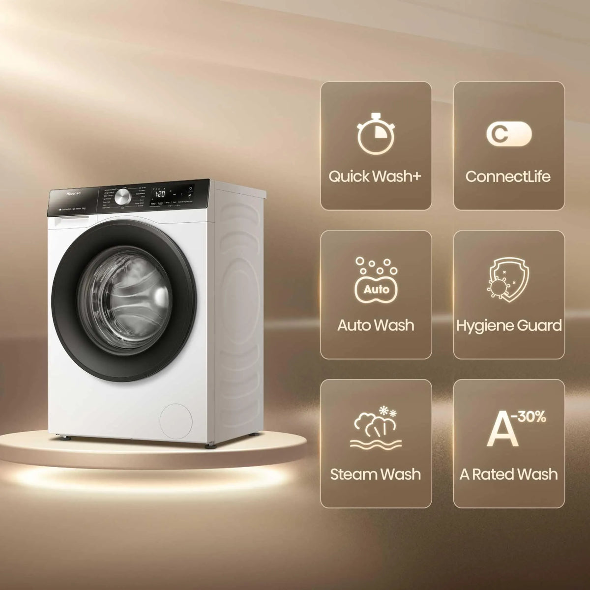 Front-Load Washing Machine 9kg 1400 rpm WiFi Steam White Class A
