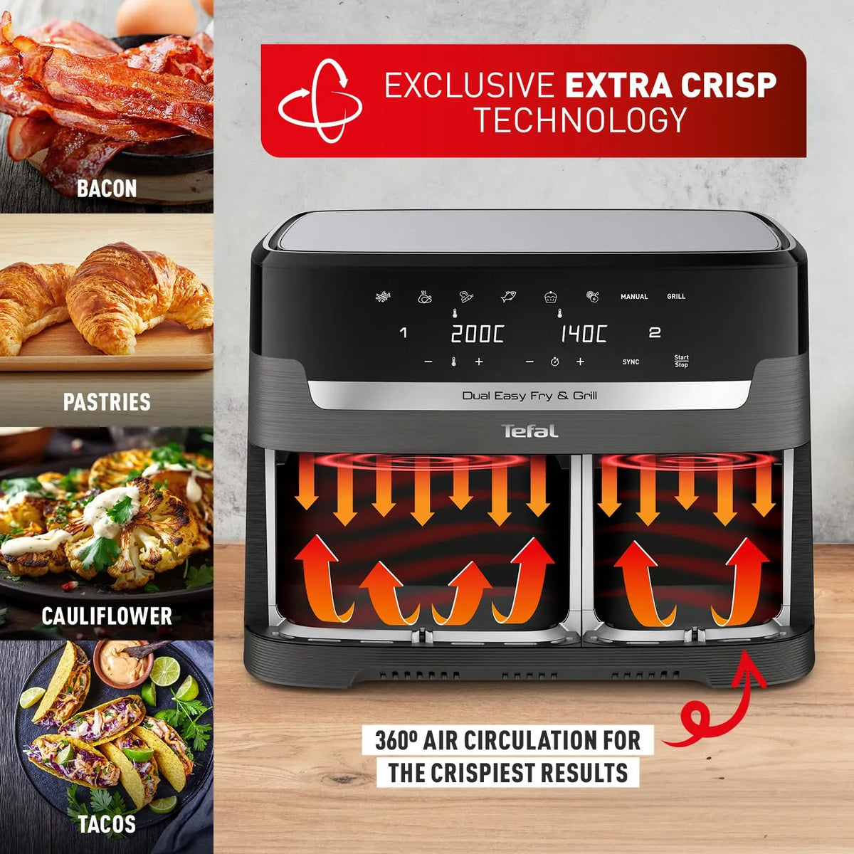 Tefal Easy Fry Dual Zone Digital Air Fryer 8.3 L 8-in-1