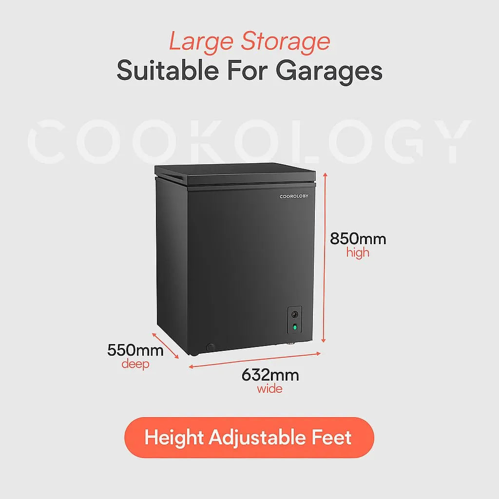 Cookology 142L Freestanding Chest Freezer, Black