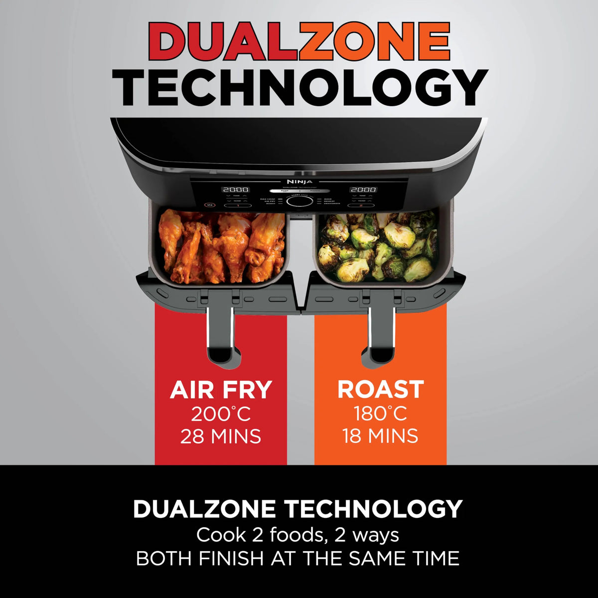 Ninja Foodi Dual Zone Dual Air Fryer 7.6L 4-in-1