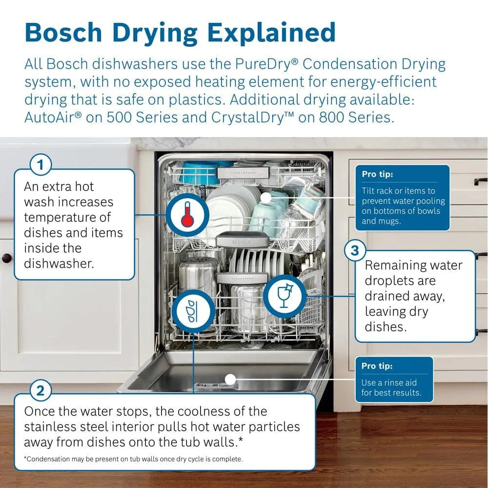 Bosch 800 Series 24 in. Stainless Steel Top Control Tall Tub Dishwasher with Stainless Steel Tub, Crystal Dry, 42dBA