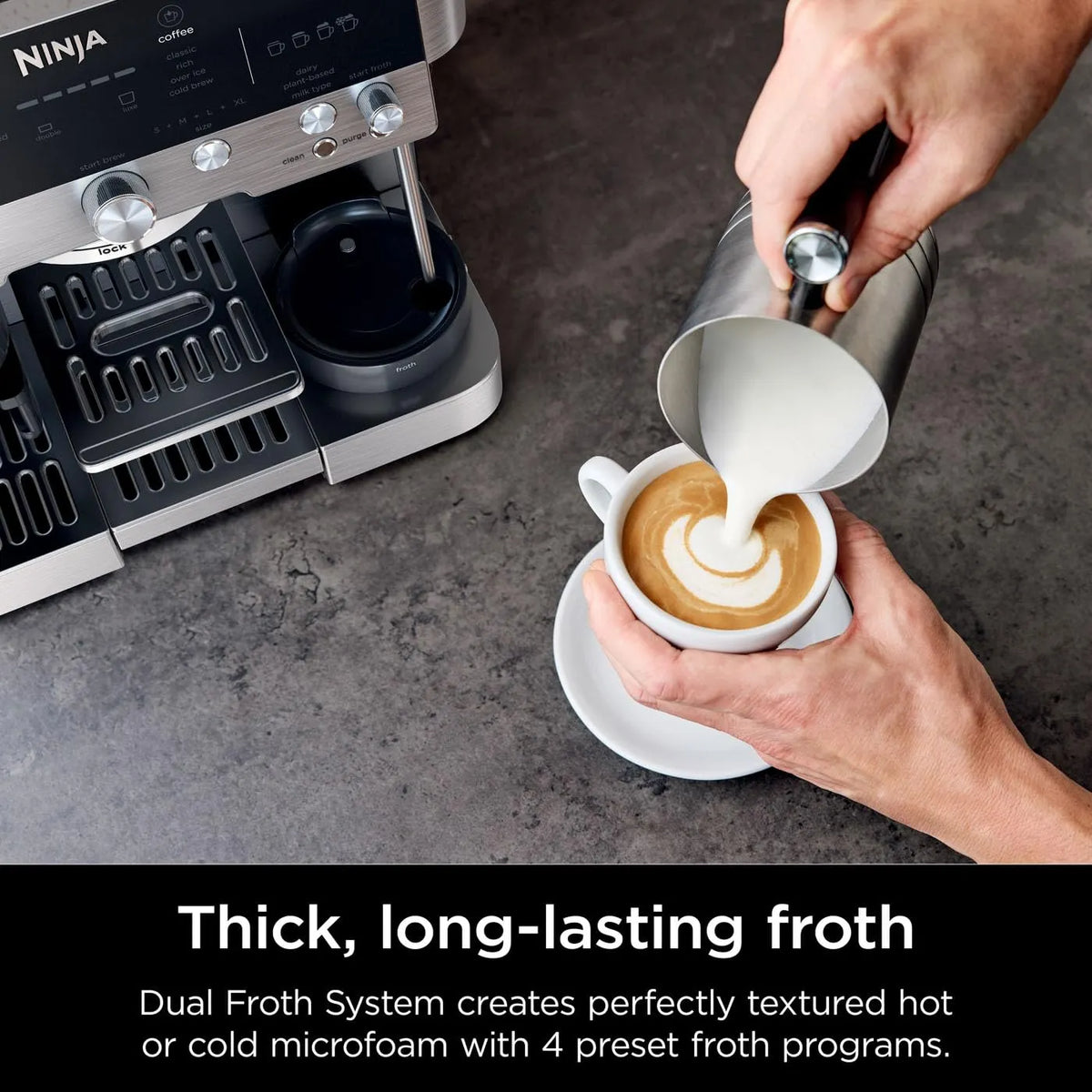 Ninja Luxe Premier 3-in-1 Coffee Machine Espresso, Latte & Cappuccino