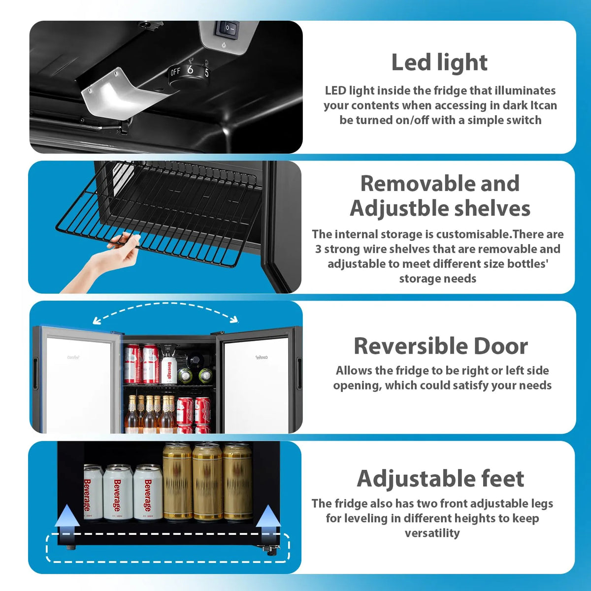 COMFEE' 93L Under Counter Beverage Fridge, Holds Up to 115 Cans