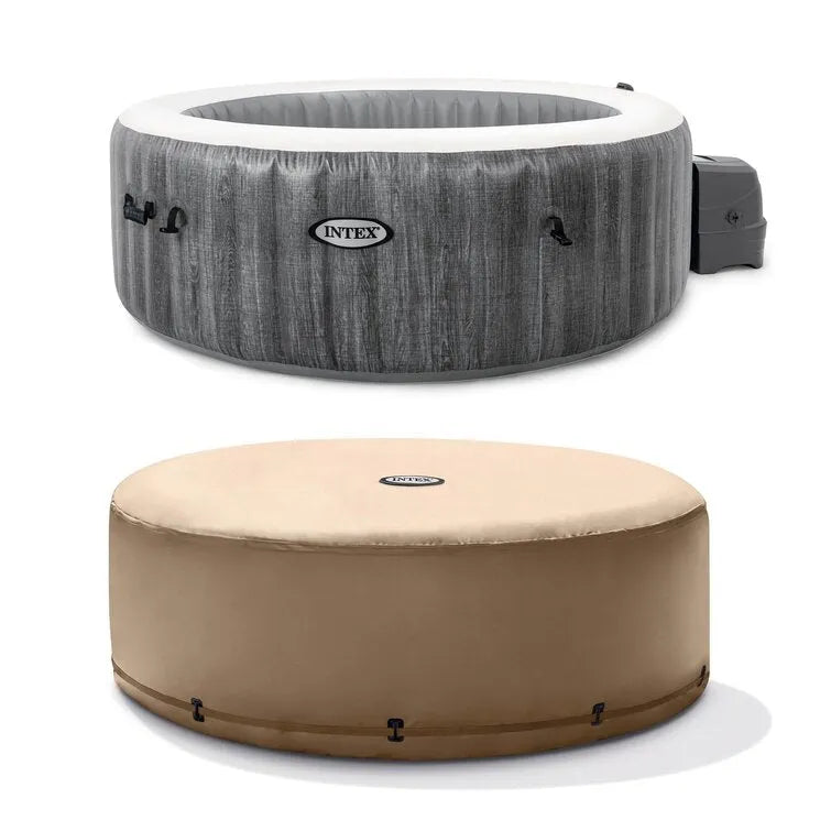 Intex Purespa 4 Person Inflatable Portable Heated Jet Hot Tub & Cover Package