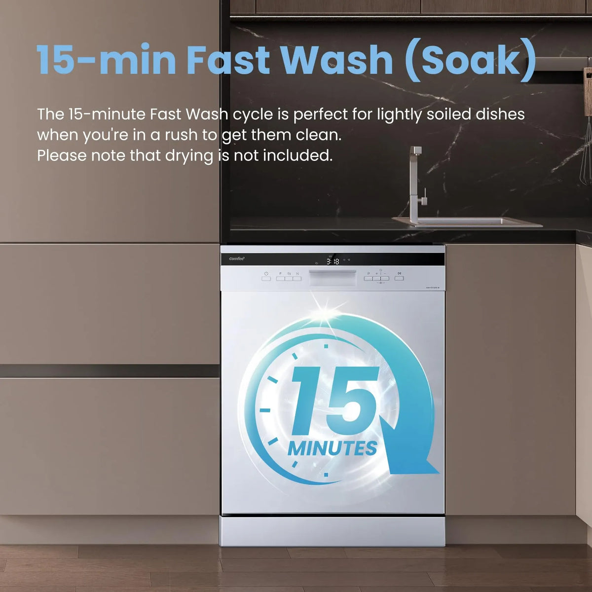COMFEE' Dishwasher 14 Place Settings 60cm 44dB LED Display